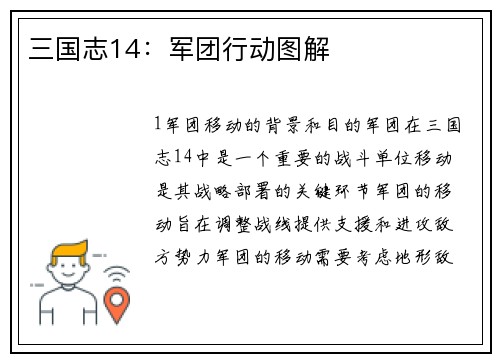 三国志14：军团行动图解